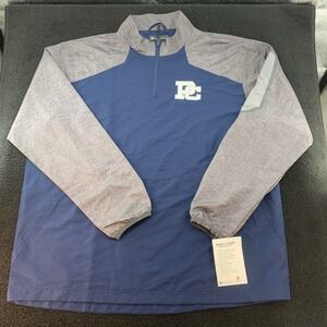 Holloway Mens Pullover Jacket DC Logo Blue Gray Quarter Zip XL Athletic